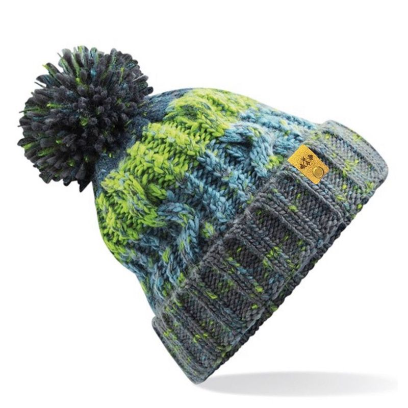 CORKSCREW BOBBLE HAT GREENS