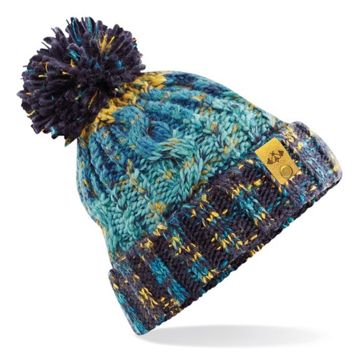 CORKSCREW BOBBLE HAT BLUES