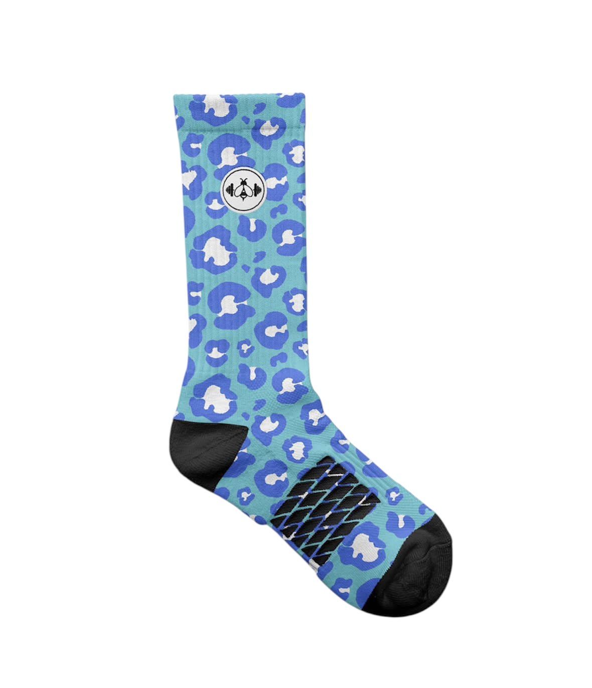 CREW SOCK BLUE LEOPARD PRINT