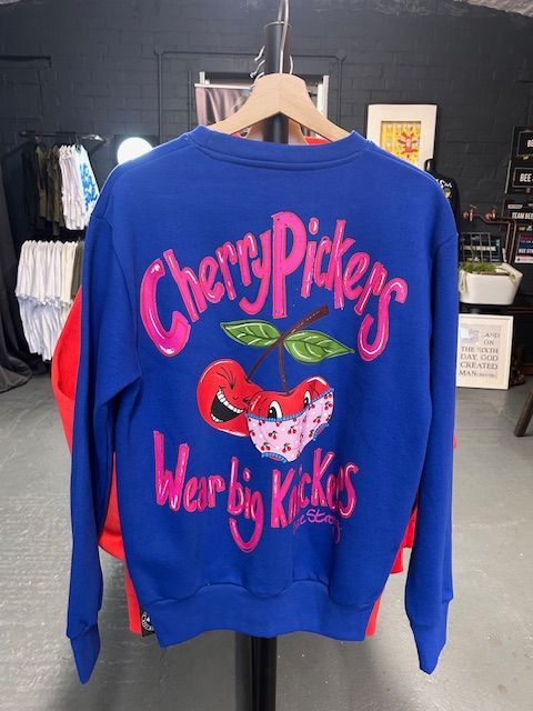 SALE - CHERRY -  SMALL - OVERSIZED SWEATSHIRT - BLUE