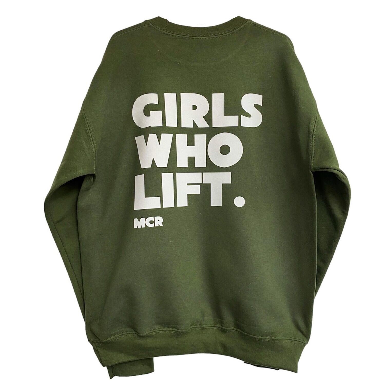 SALE - GIRLS WHO LIFT SWEATSHIRT - GREEN & WHITE - SMALL SALE - GIRLS WHO LIFT SWEATSHIRT - GREEN & WHITE - SMALL