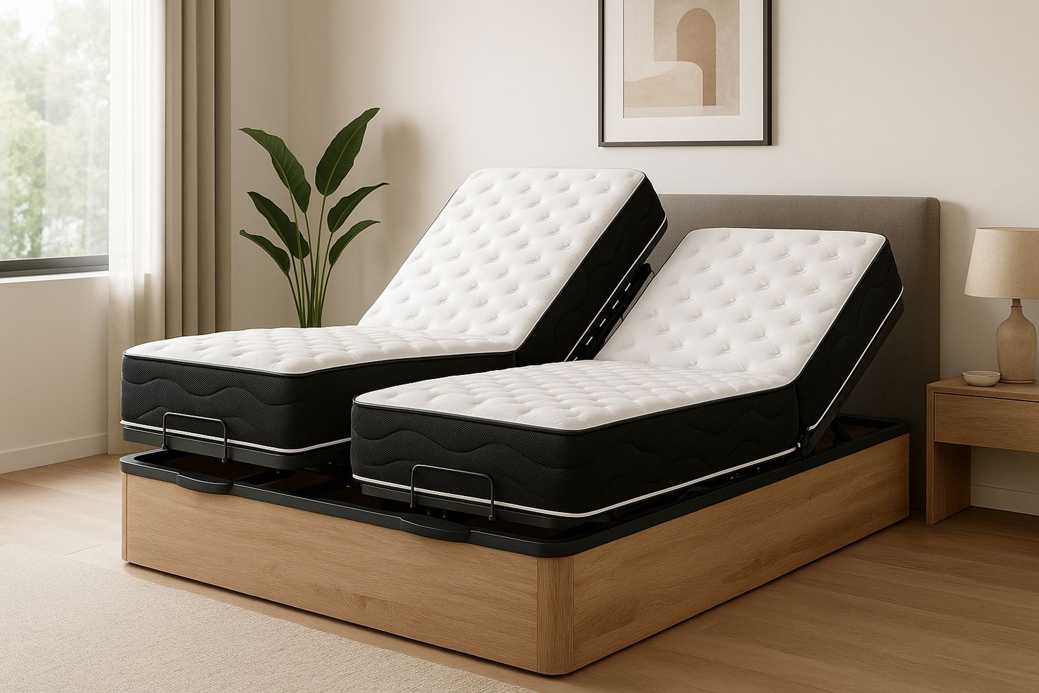 CANAPÉ CON SOMIER ARTICULADO DOBLE LECHO + 2 COLCHONES CANAPÉ CON SOMIER ARTICULADO DOBLE LECHO + 2 COLCHONES