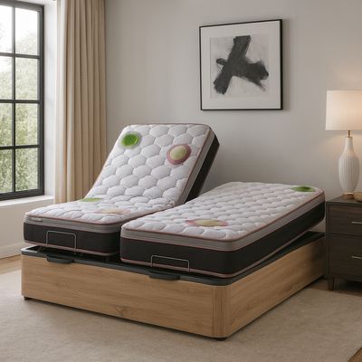 CANAPÉ CON SOMIER ARTICULADO DOBLE LECHO + 2 COLCHONES VISCO JADE CANAPÉ CON SOMIER ARTICULADO DOBLE LECHO + 2 COLCHONES VISCO JADE