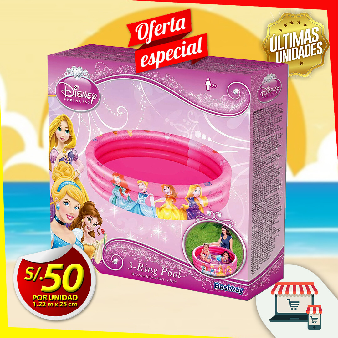PISCINA INFLABLE PRINCESAS DISNEY 3 ANILLOS BESTWAY
