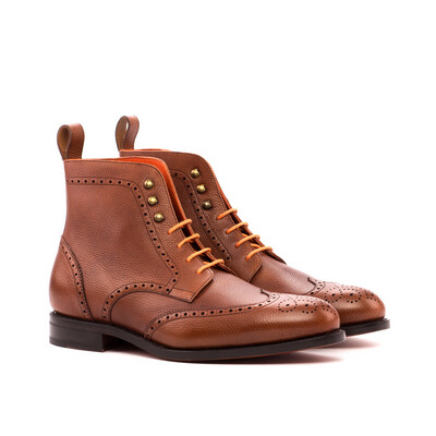 Cru Nonpareil Stratos Brogue Boot in Med Brown Country Grain