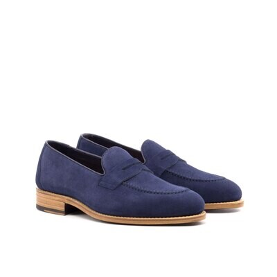 Cru Nonpareil Goodyear Flex Penny Loafer in Unlined Marine Suede