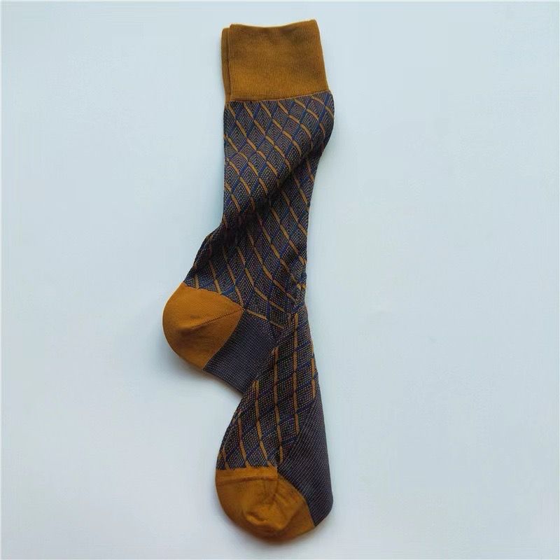Cru Nonpareil Socks - Mustard &amp; Navy