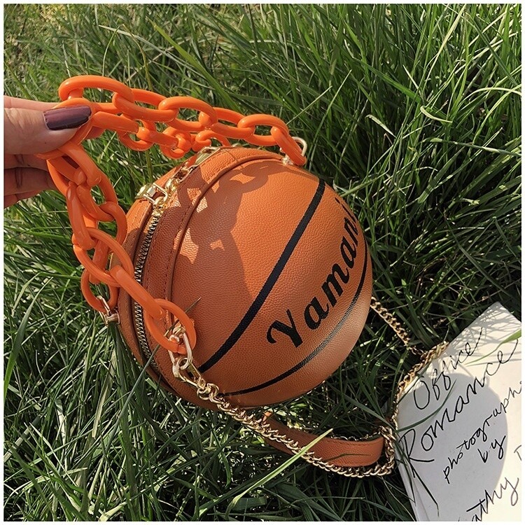 Women Basketball Shaped Cross Body Messenger Tote