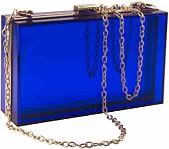 Box Clutch Purse With Crossbody Gold Chain