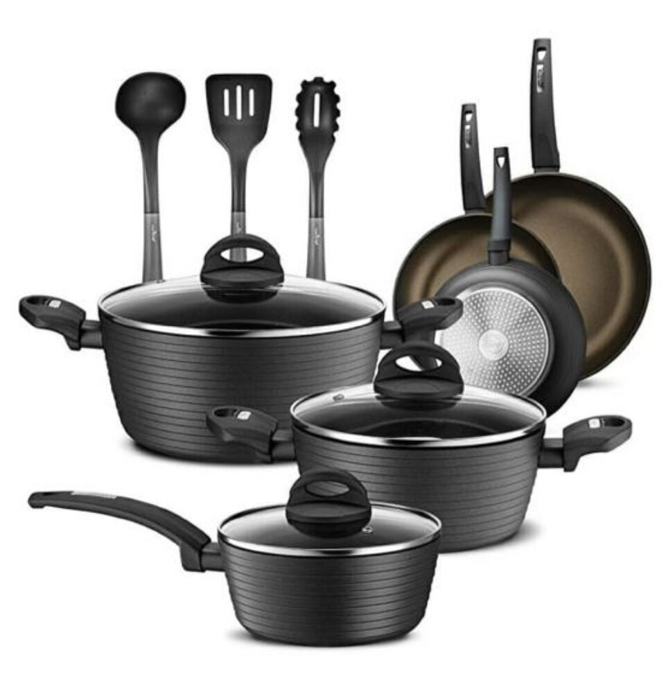 12 Piece Black Cookware Sets