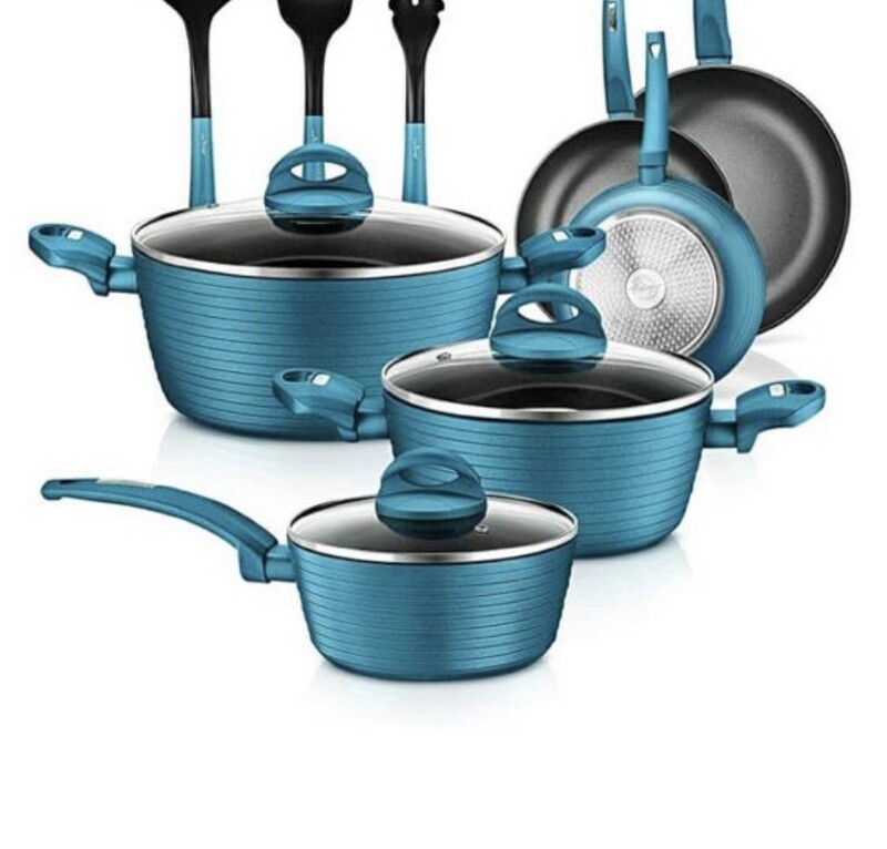 12 Piece Cookware Set (Aqua)