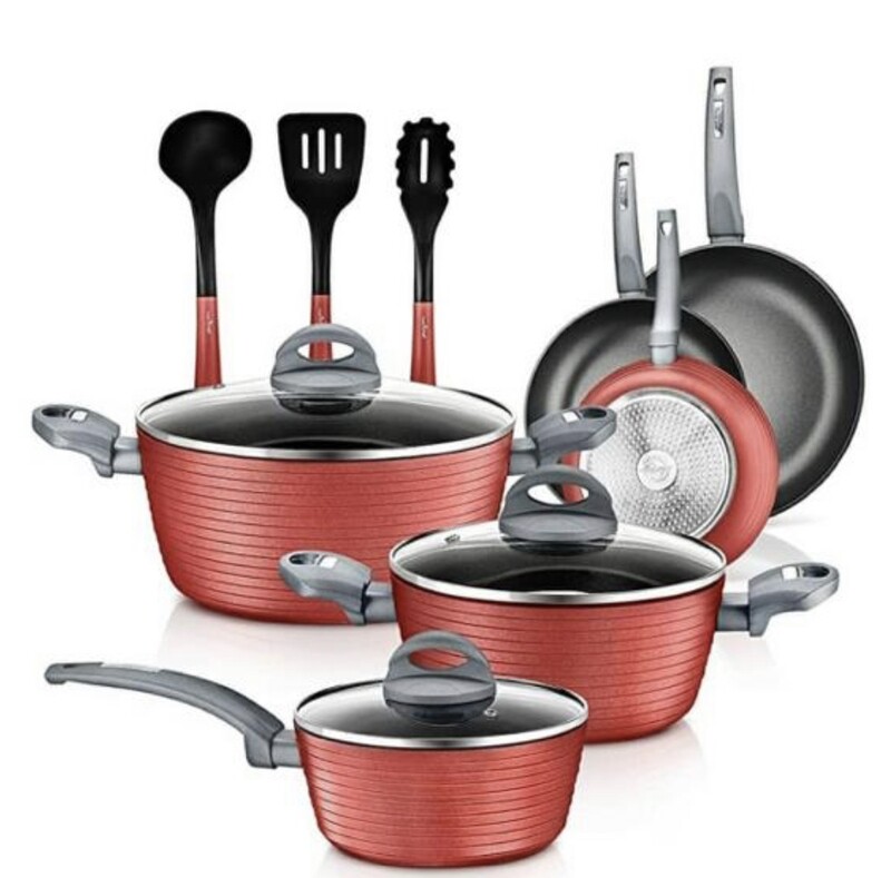 12 Piece Red Cookware Set