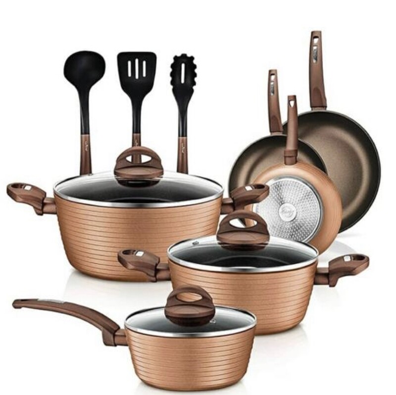 12 Piece Brown Cookware Set