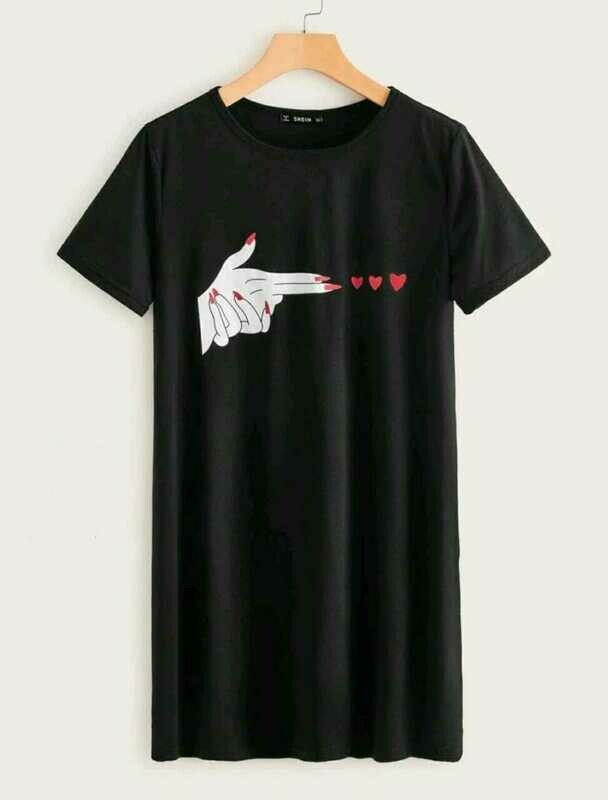Figure &amp; Heart Print Tee Dress