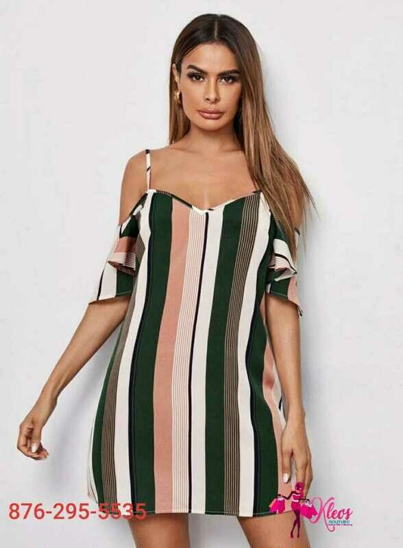Cold Shoulder Striped Dress