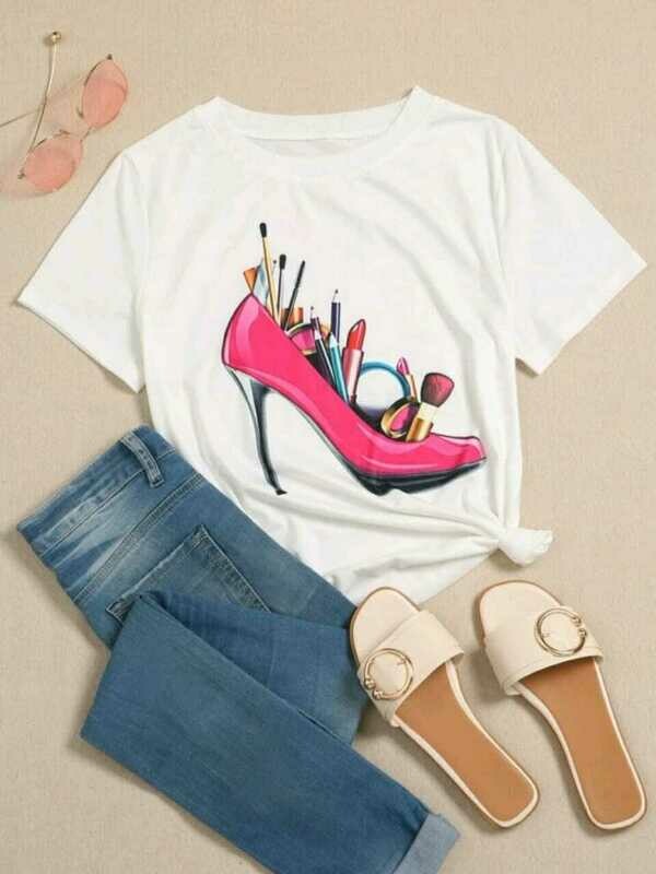 Cosmetic &amp; High Heels Print Tee