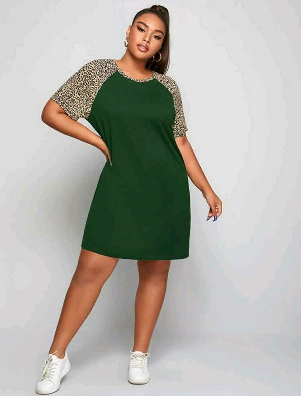 Leopard Raglan Sleeve Tee Dress