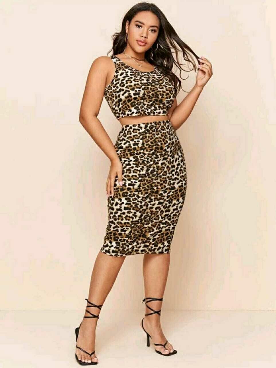 Leopard Print Tank Top &amp; Skirt Set