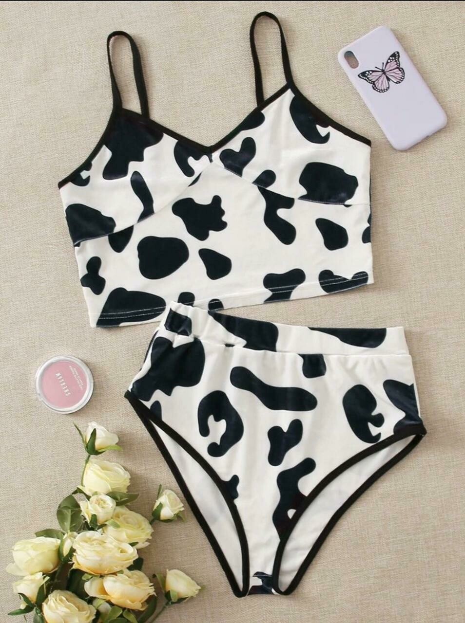 Cow Print Cami PJ Set