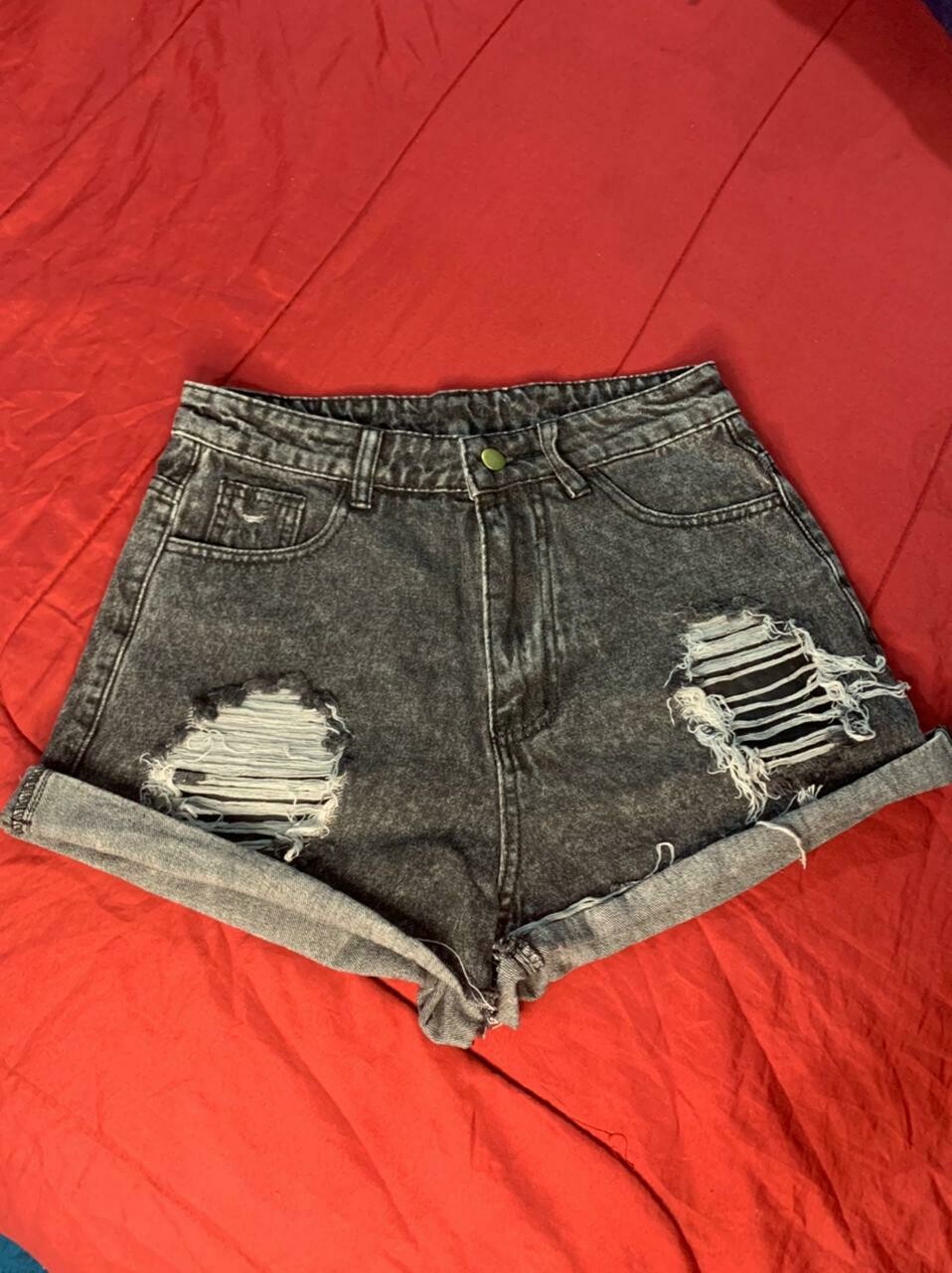 Ash Black Distressed Shorts