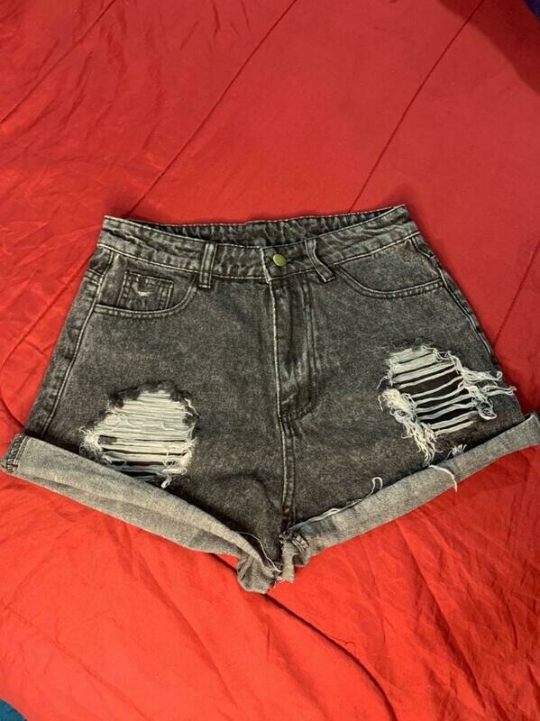 Ash Black Distressed Shorts