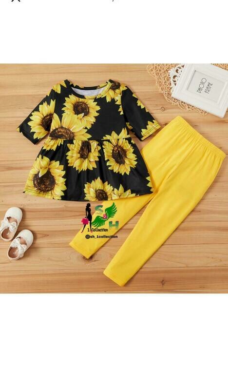 2 Piece Sunflower Pants Set