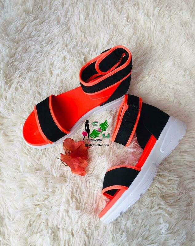 Orange/Black Strapped Sandals