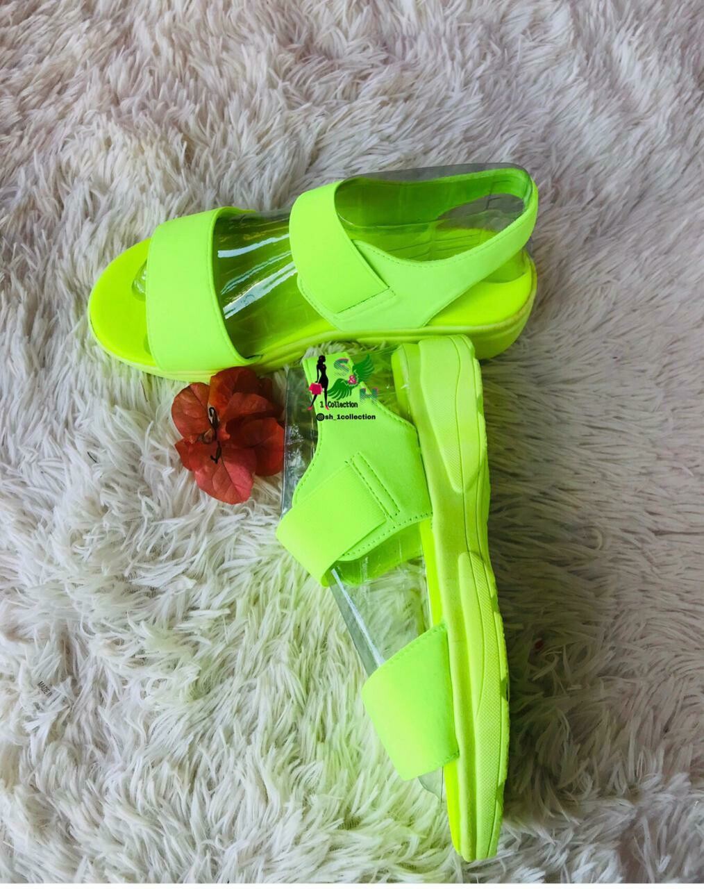 Lime Green Strapped Sandals
