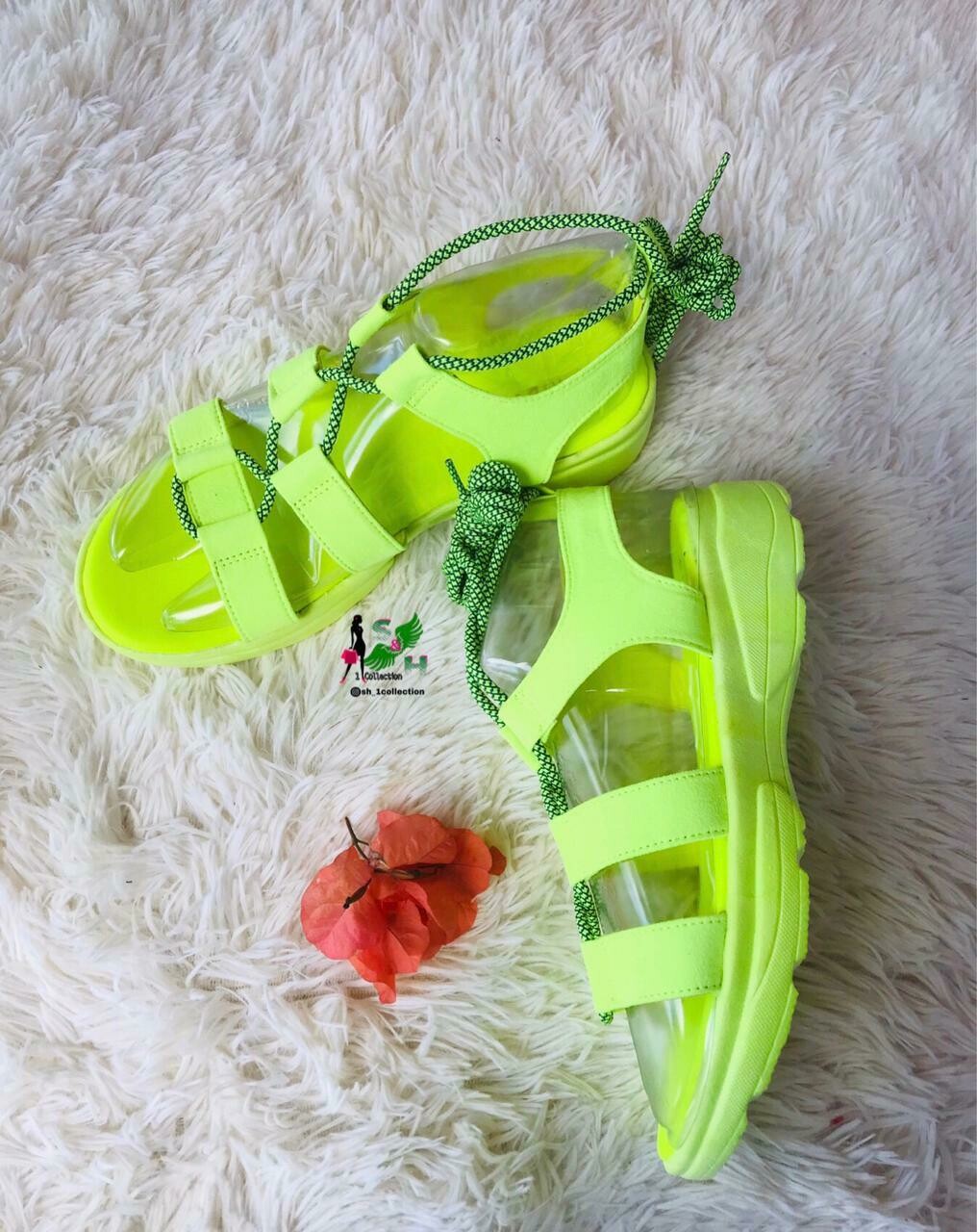Lime Green Strapped Sandals