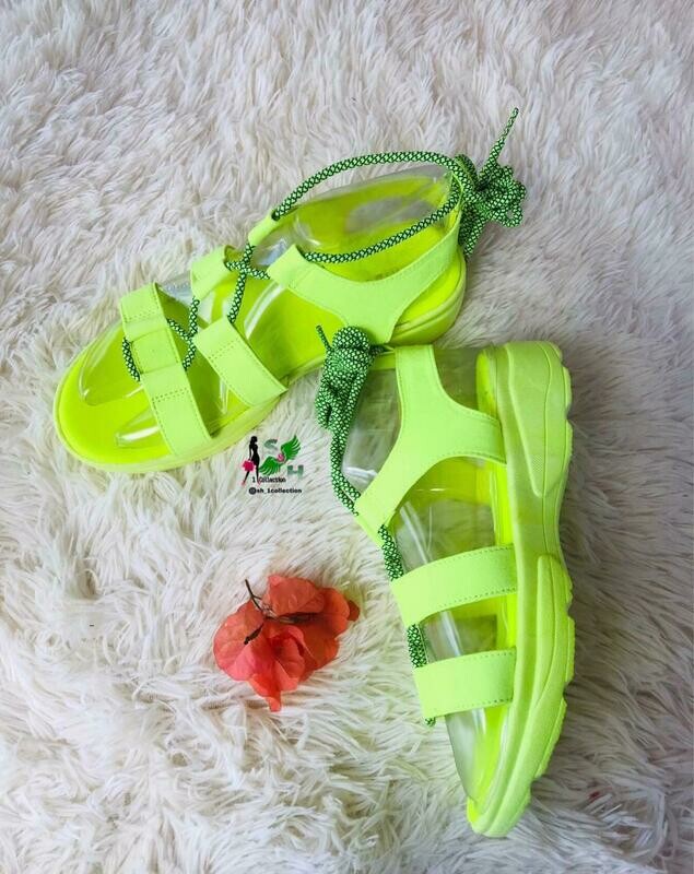 Lime Green Strapped Sandals