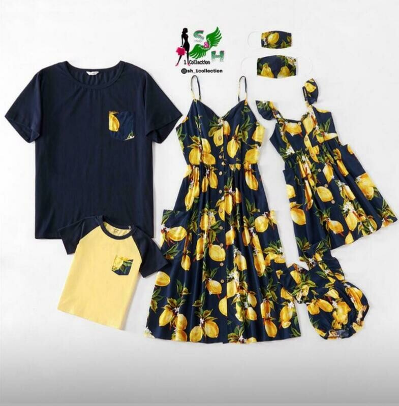 Family match lemon print set