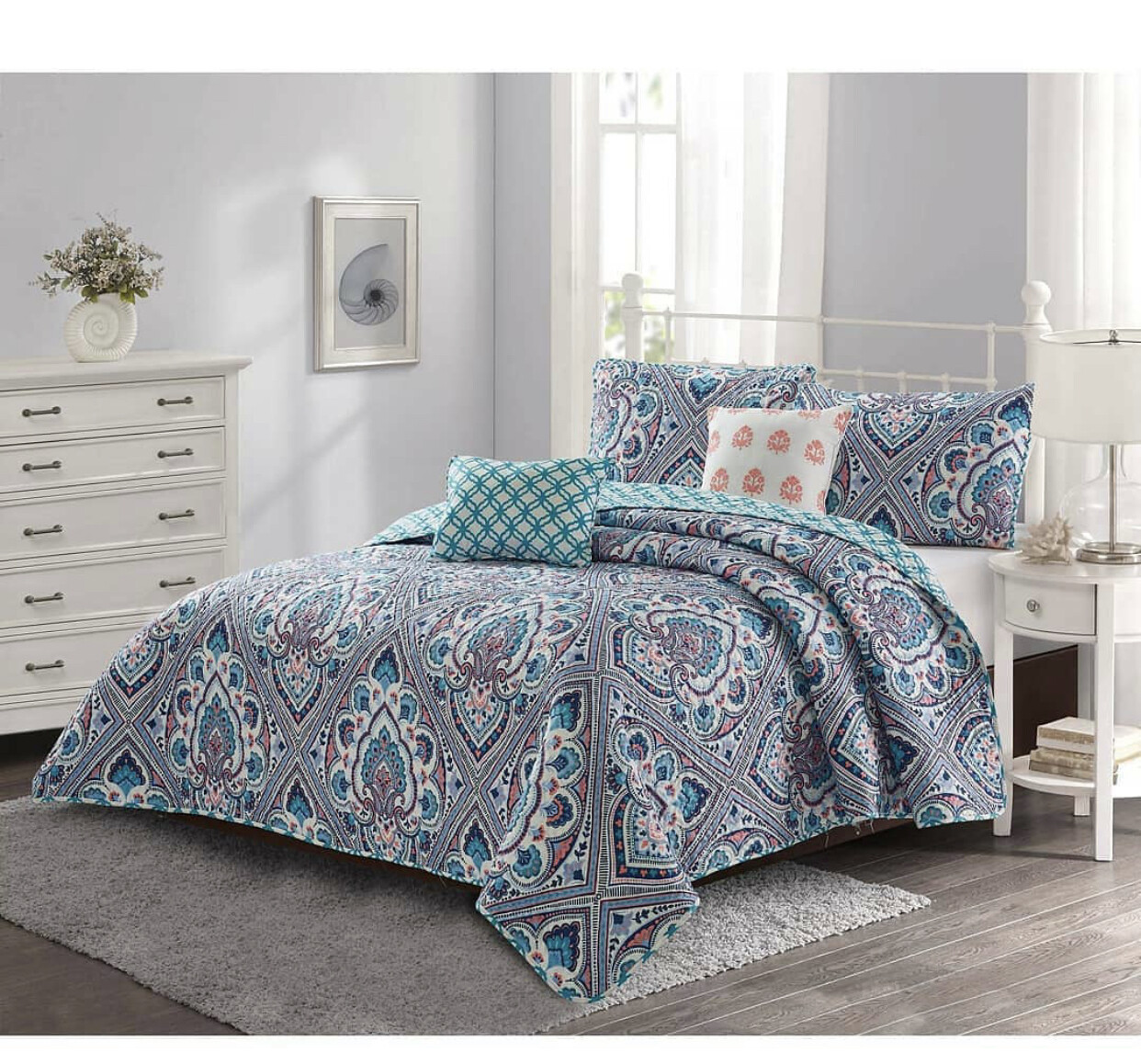5 piece reversible quilt set