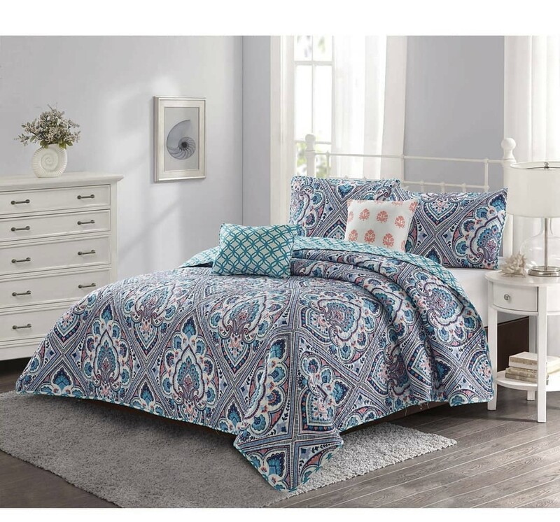 5 piece reversible quilt set