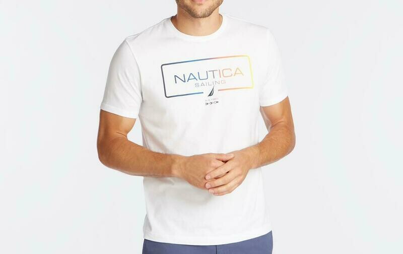 NAUTICA White Crew Neck Logo Shirt