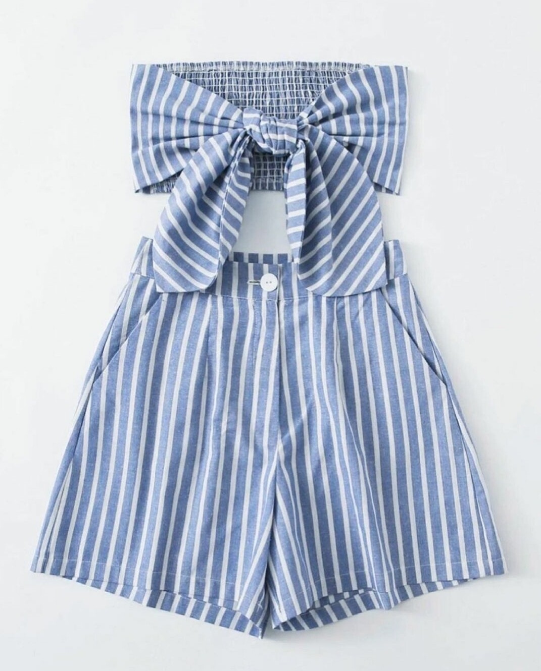 Tie Front Tube Top Shorts Set