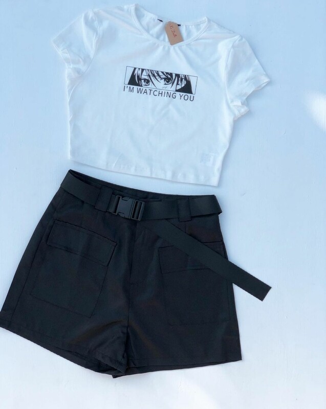 I&#39;m Watching You Crop Top Shorts Set