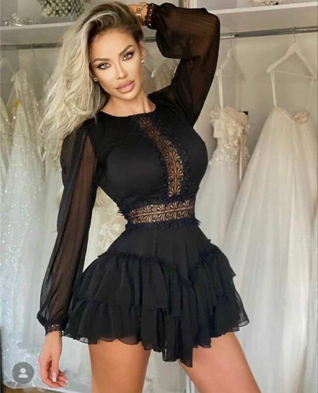 Mesh Mini Long Sleeve Dress