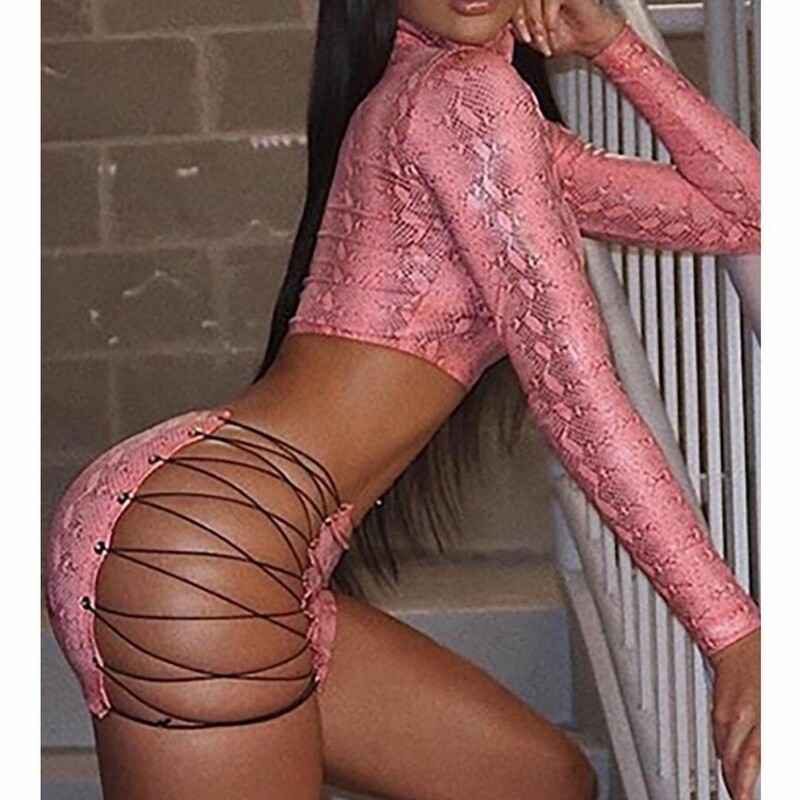 One Side Strapped Thigh Cut Out Long Sleeve Dress