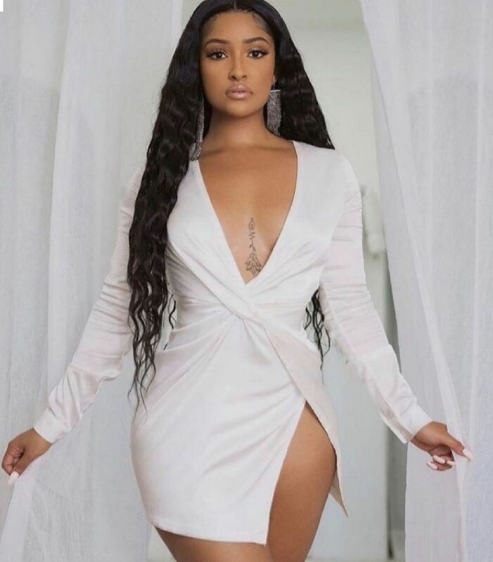 Knot Front Deep V Split Mini Dress