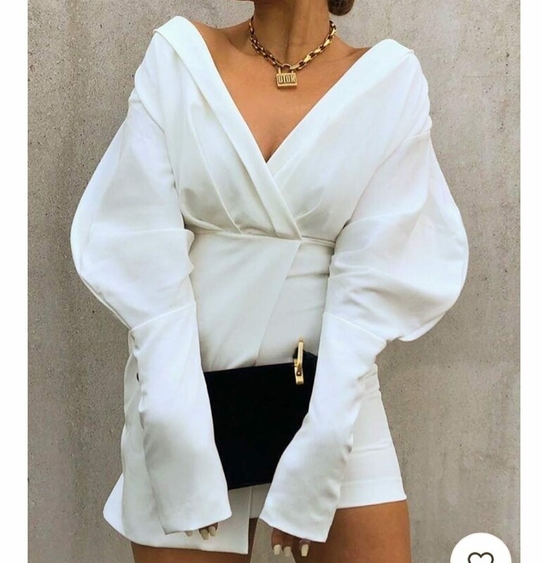 Off Shoulder Deep V-Neck Dress