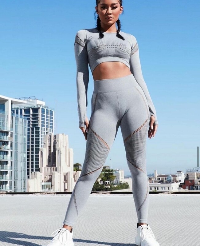 Long Sleeve Top with Tights Yoga Set