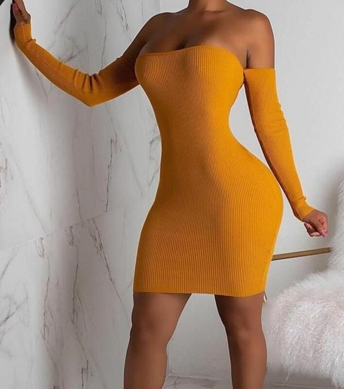 Off The Shoulder Midi Bodycon Dress
