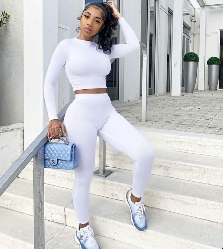 Long Sleeve Crop Top with High Waist Tights
