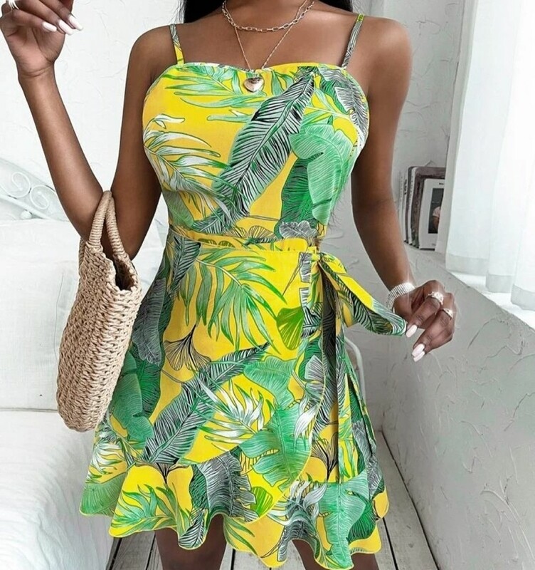 Leaf Print Summer Dress