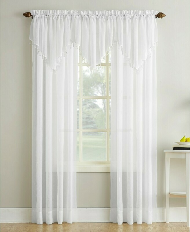 Crushed Sheer Voile 51&quot; x 24&quot; Beaded Ascot Valance
