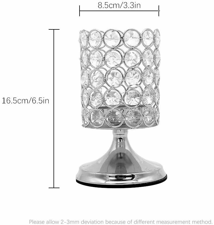 Vincidern Silver Crystal Cylinder Candle Holders Decor,