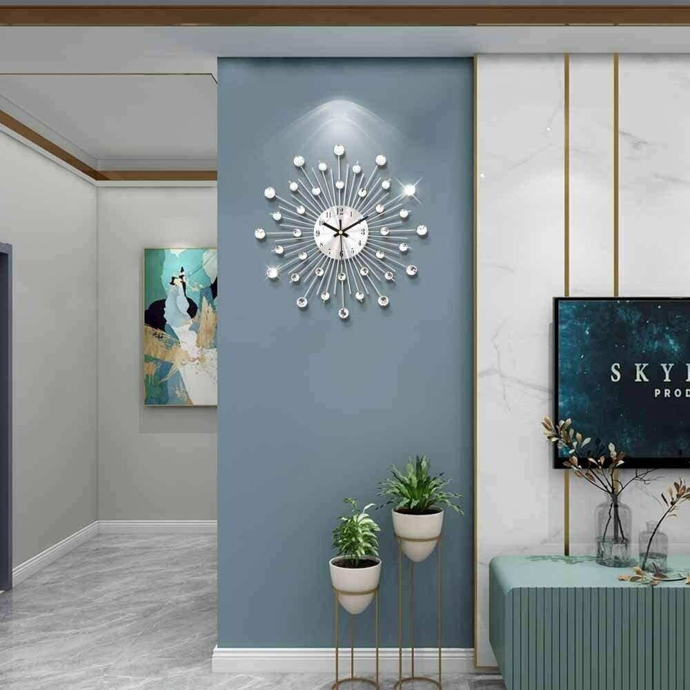 FT Silver Tone Modern Wall Clock