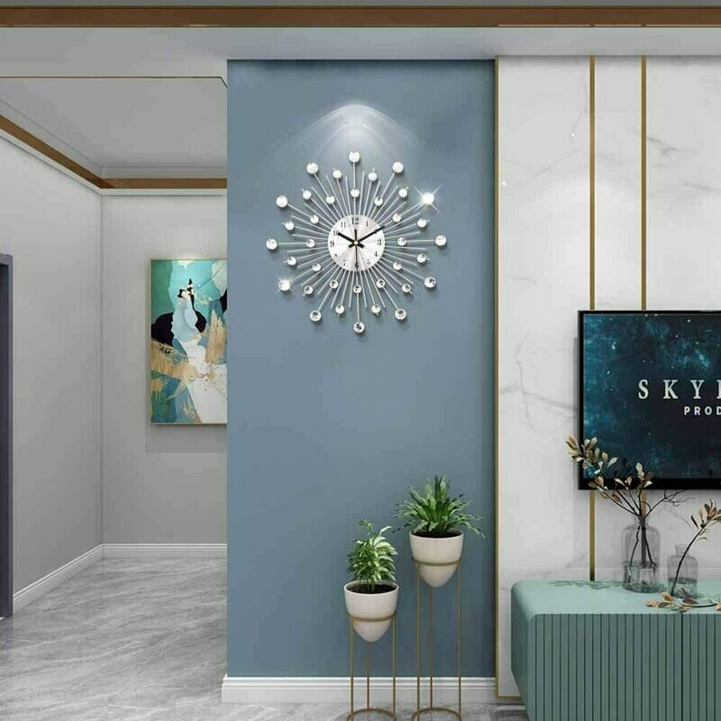 FT Silver Tone Modern Wall Clock