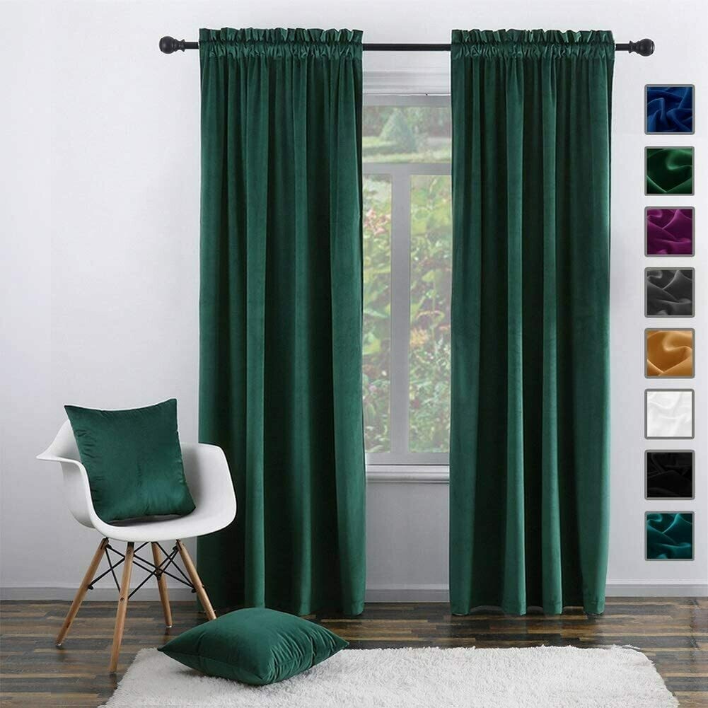 Twin Six Super Soft Blackout Velvet Curtains with 2 Pillow Case,Thermal Insulated Solid Heavy Rod Pocket Window Drapes for Living Room ( 52&quot;x96&quot;,2 Panels)