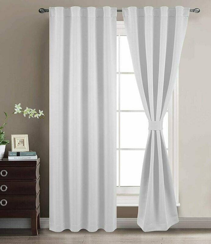 TEXPLUS Set of 2 Thermal Noise Insulated Rod Pocket and Back Tab Blackout Curtain Panels for Bedroom (2x52 Wx108 L)